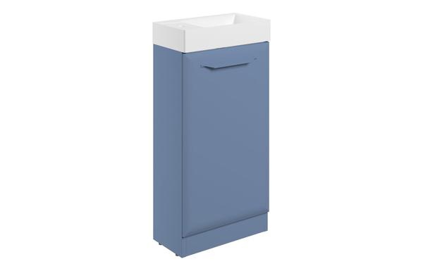 Stafford 410mm Floor Standing 1 Door Cloakroom Basin Unit w/1TH Basin - Matt Misty Blue